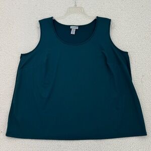 Catherines Tank Top Women Size 3X 26/28W Green Sleeveless Scoop Neck